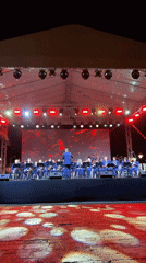 Orchestra performs outdoor evening concert in Budva, Montenegro
