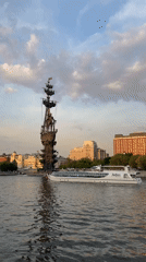 Moscow riverfront and red brick architecture documented in afternoon
