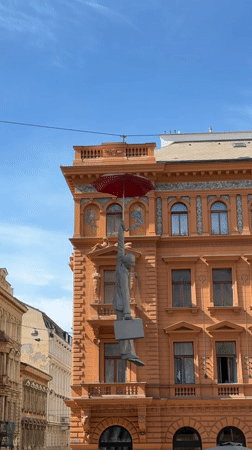 Prague visitor captures hanging statue and local dining experience