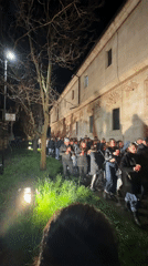 Queue forms outside building in Targovishte, Bulgaria Saturday evening