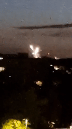 Evening fireworks display over Fresnes, France