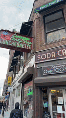 Street scene filmed outside classic NYC establishment
