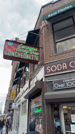 Street scene filmed outside classic NYC establishment