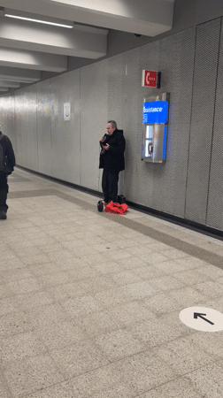 Street musician performs in Montreal tunnel early morning