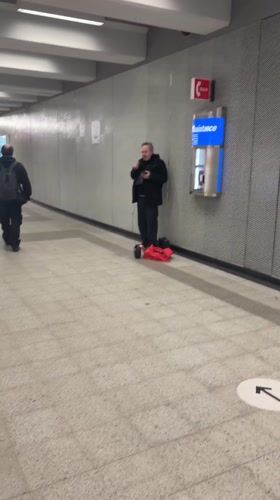Street musician performs in Montreal tunnel early morning