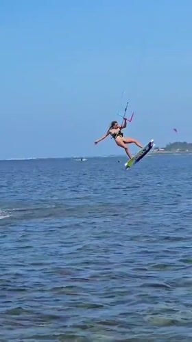 Kitesurfers catch air off the Bali coast