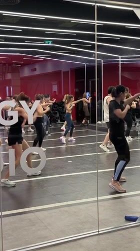 Fitness class in session at High Energy Studio, Chiang Mai