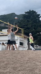 Early morning beach gathering in Boreti, Montenegro draws volleyball players