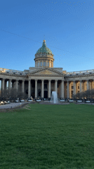 Classical green-domed building filmed in Saint Petersburg