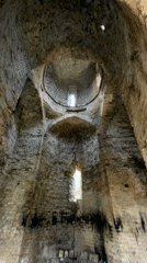 Spring documentation of damaged church and landscape in Manavi