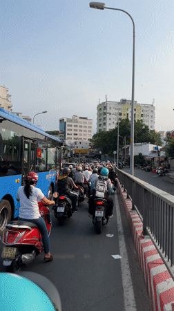 Rider documents heavy motorcycle traffic in Ho Chi Minh City