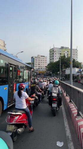 Rider documents heavy motorcycle traffic in Ho Chi Minh City