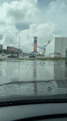Rainy morning sit in a Kazan parking lot
