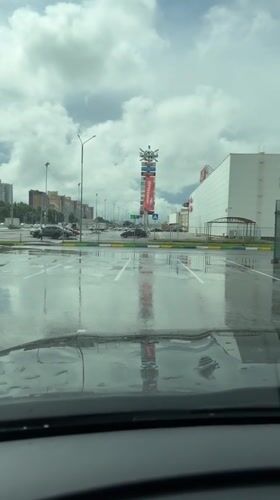 Rainy morning sit in a Kazan parking lot