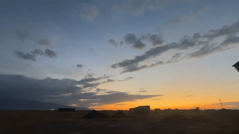 Sunset over the open steppe near Ақши, Kazakhstan