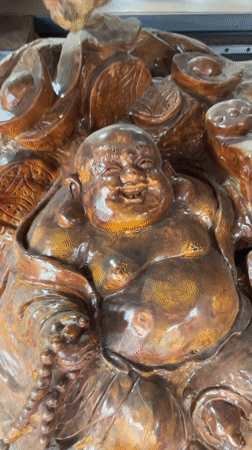 Wooden sculptures and CNC carving documented at Vietnam workshop