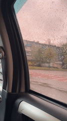 Rainy conditions observed from vehicle in Kryvyi Rih, Ukraine