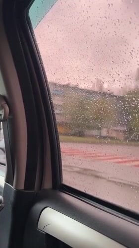 Rainy conditions observed from vehicle in Kryvyi Rih, Ukraine