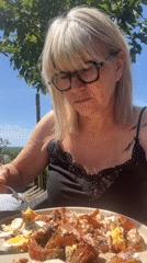 Woman's morning routine with pet dog captured in France
