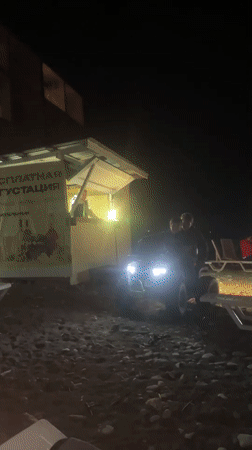 Evening leisure activities captured at Abkhazia beach resort town