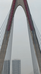 Bridge structure documented in early morning Hanoi footage