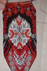 Traditional beadwork pattern documented in progress in Rivne, Ukraine