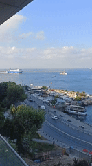 Bosphorus morning views from Üsküdar, Maiden's Tower center frame