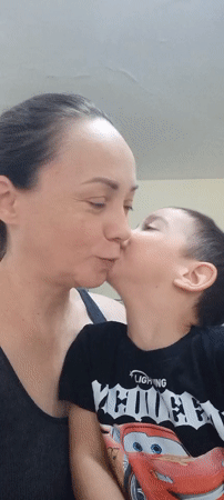 Mother and son share playful balloon moment in Krasnodar