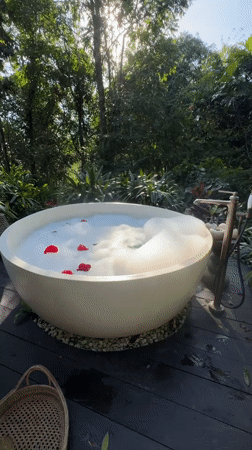 Luxury jungle spa experience documented in Selat, Indonesia