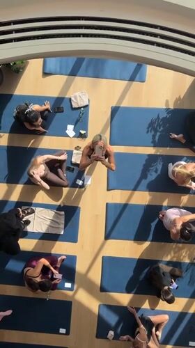 Yoga session and matcha ritual at a Dubai wellness event
