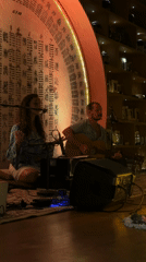 Intimate acoustic music performance in decorated Ubud venue