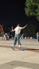 Nighttime skating and dancing activities captured near Da Lat Market
