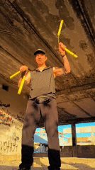 Nunchuck practice in an abandoned Qarağandı building