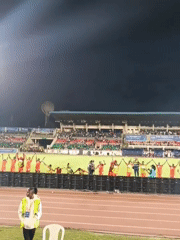 Traditional performers celebrate at Nairobi stadium event
