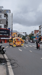 Decorated parade float travels through Đà Lạt city streets