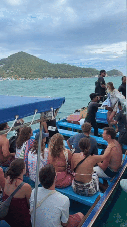 Tourist boat excursion documented around Ko Tao island Thailand