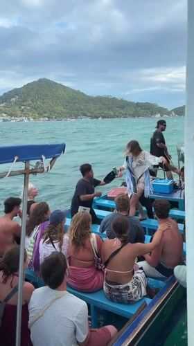 Tourist boat excursion documented around Ko Tao island Thailand