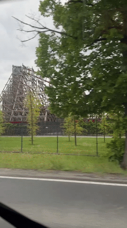 Roller coaster spotted from car in Przeciszów, Poland