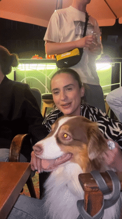 Summer night out in Krasnoyarsk with drinks and a dog