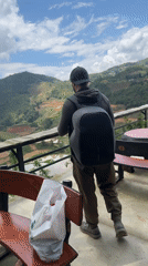 Early morning tourists visit rice terrace viewpoint in Vietnam