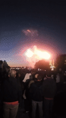 Fireworks light up the Seattle night sky over a watching crowd