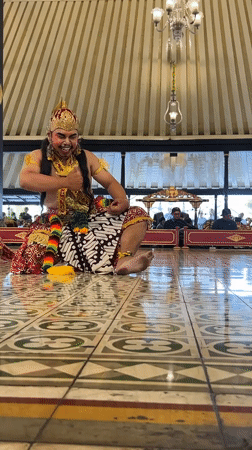 Traditional Javanese dancers perform in full ceremonial costume