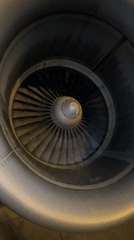 Close-up video captures airplane jet engine interior in Chiclayo