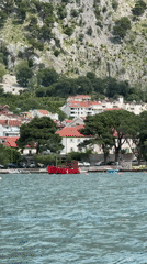 Coastal view of Dobrota, Montenegro captured on video