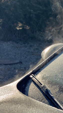 Morning moments captured in Riga: selfie and frosted windshield