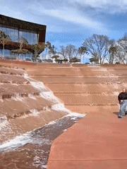 Visitors gather at stepped fountain in Krasnodar park