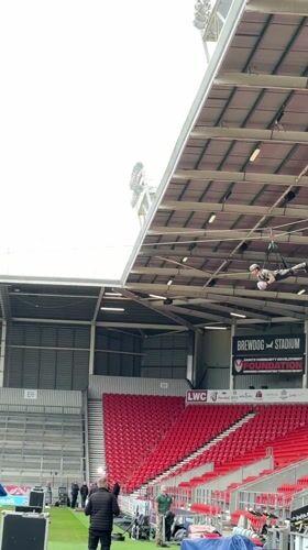 Military Personnel Conduct Zip Line Exercise in St Helens Stadium