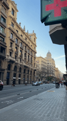 Barcelona street scenes show apartments and church renovation