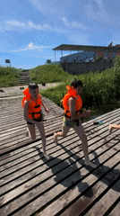 Dock jumps and kayaking on a sunny river morning in Brest