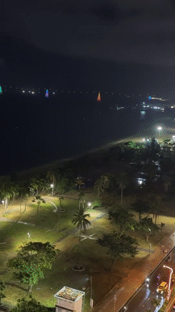 Nighttime coastal views captured from elevated position in Nha Trang
